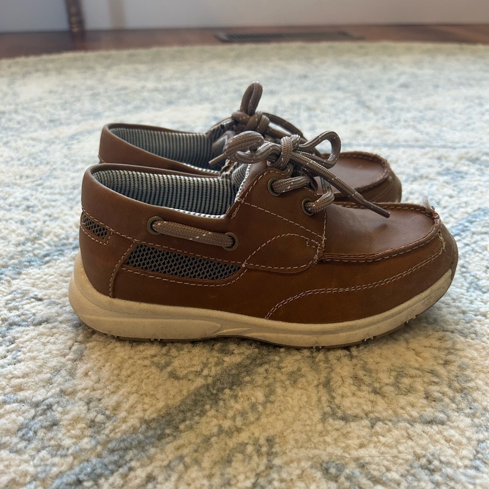 Arizona Toddler Boys tie up brown boat shoes size 11